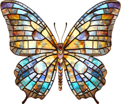 STAINED GLASS BUTTERFLY - White Cast Decals