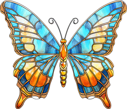 STAINED GLASS BUTTERFLY - White Cast Decals