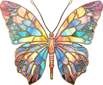 STAINED GLASS BUTTERFLY - White Cast Decals