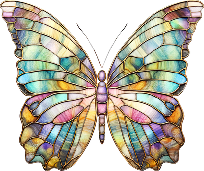 STAINED GLASS BUTTERFLY - White Cast Decals