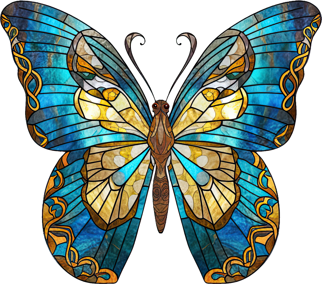 STAINED GLASS BUTTERFLY - White Cast Decals