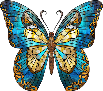 STAINED GLASS BUTTERFLY - White Cast Decals