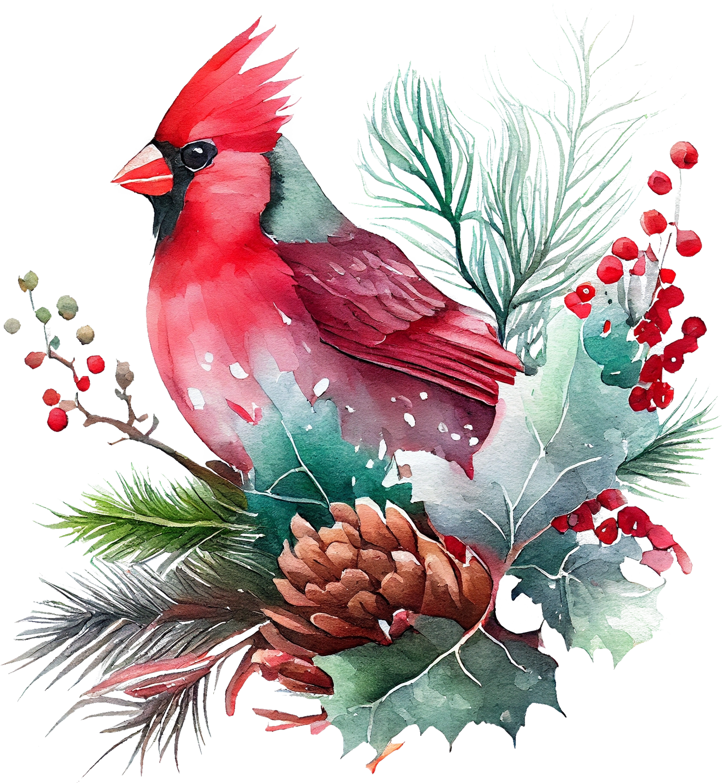 Watercolor Cardinals - White Cast Decals