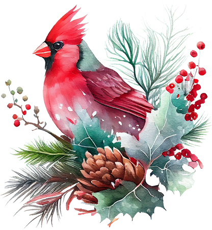 Watercolor Cardinals - White Cast Decals