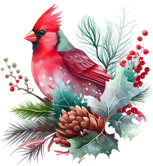 Watercolor Cardinals - White Cast Decals