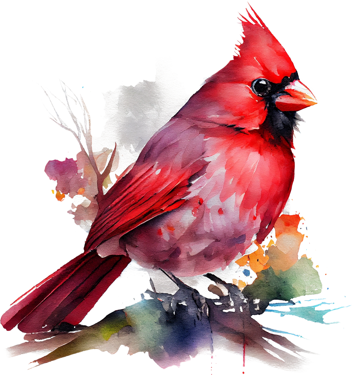 Watercolor Cardinals - White Cast Decals