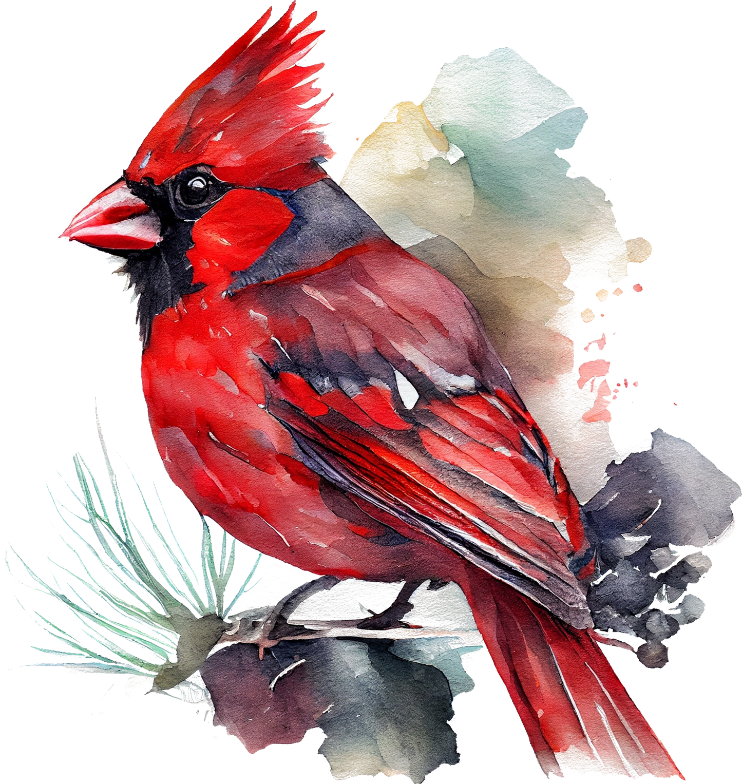 Watercolor Cardinals - White Cast Decals