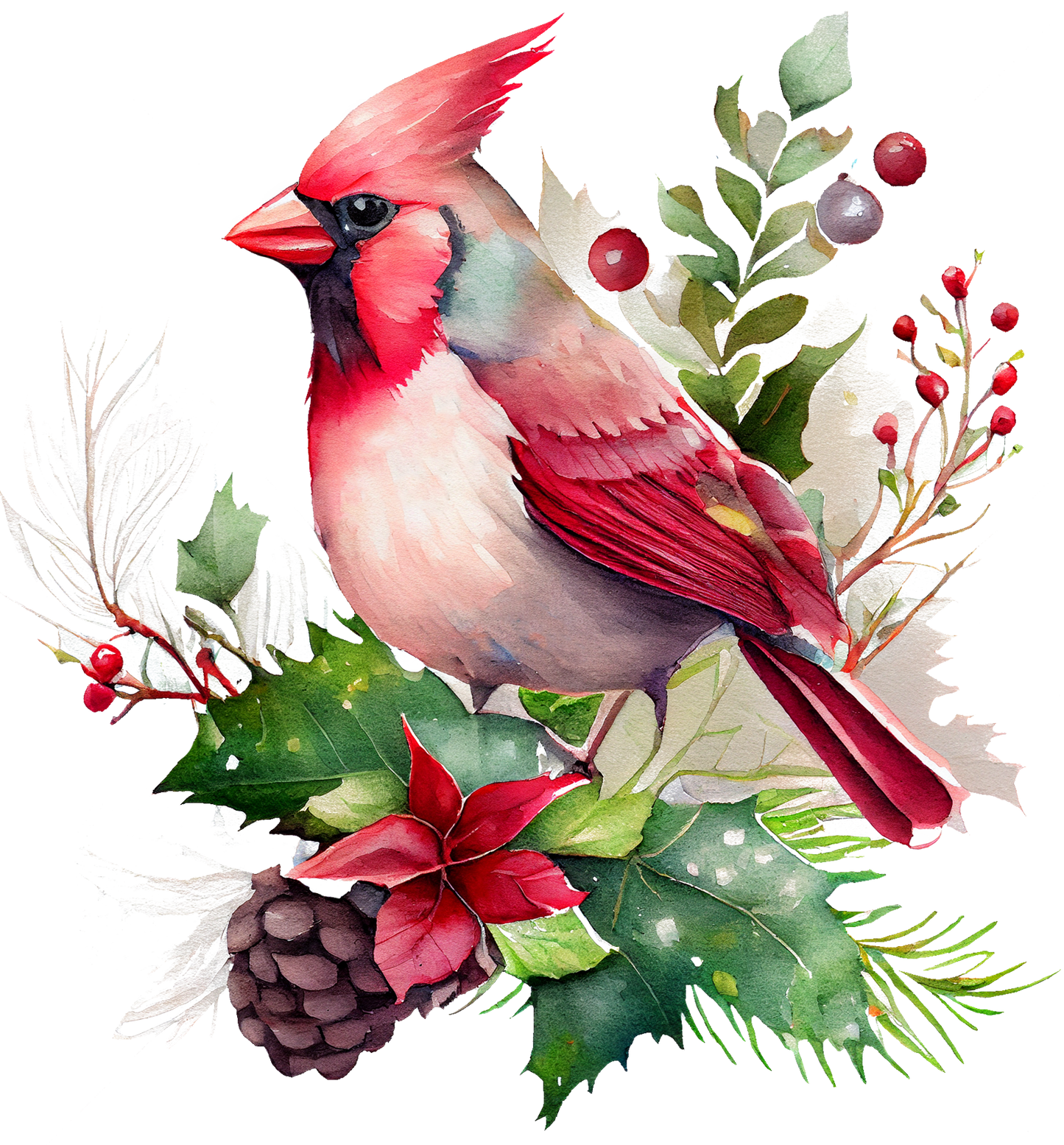 Watercolor Cardinals - White Cast Decals