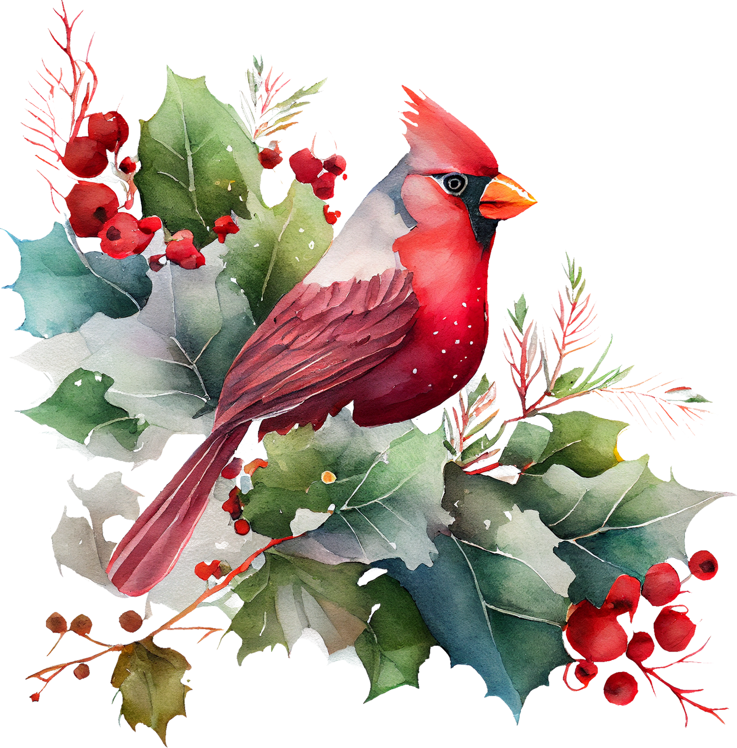 Watercolor Cardinals - White Cast Decals