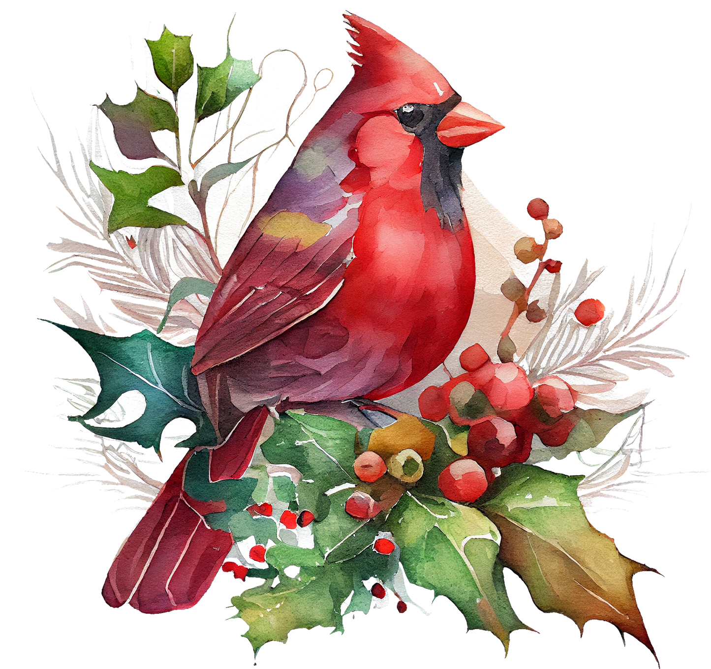 Watercolor Cardinals - White Cast Decals