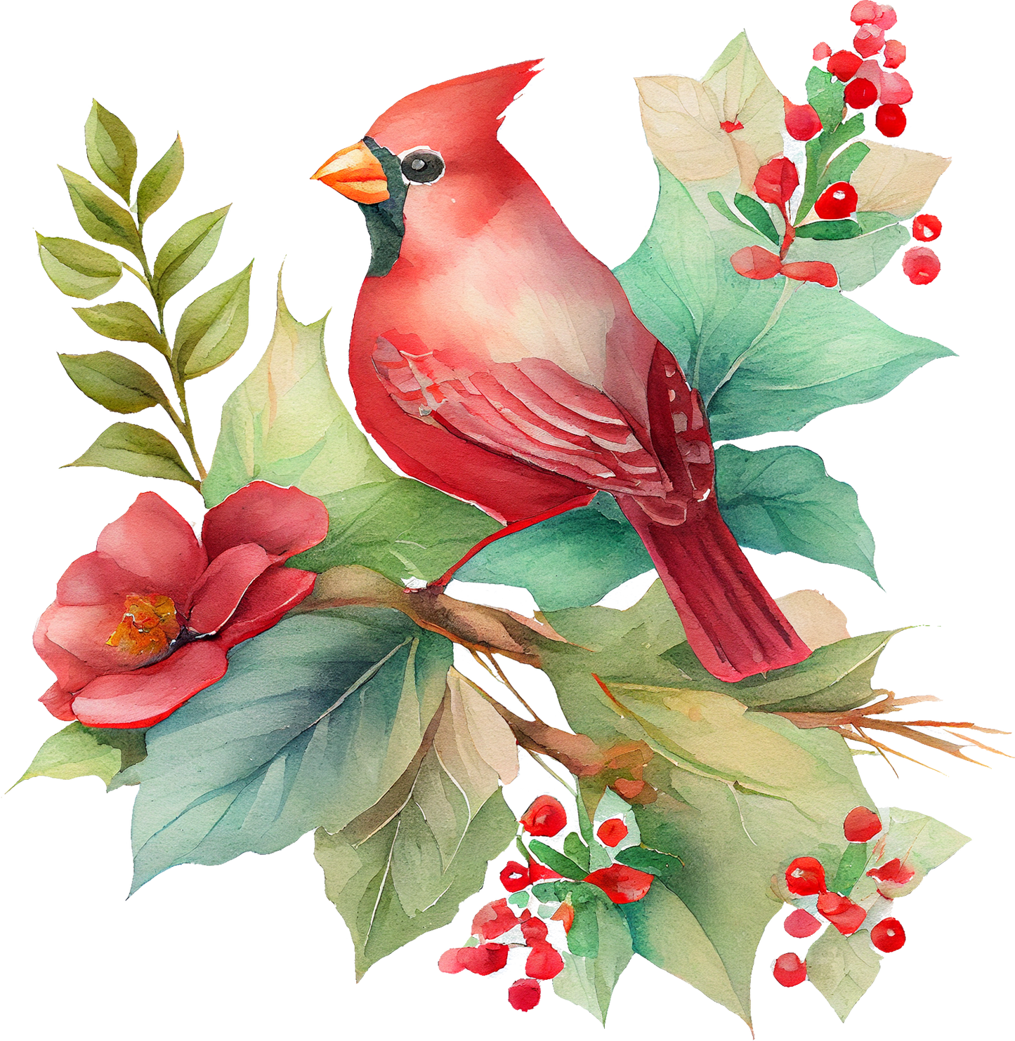 Watercolor Cardinals - White Cast Decals