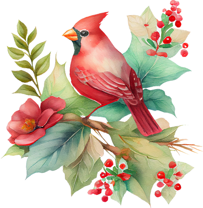 Watercolor Cardinals - White Cast Decals