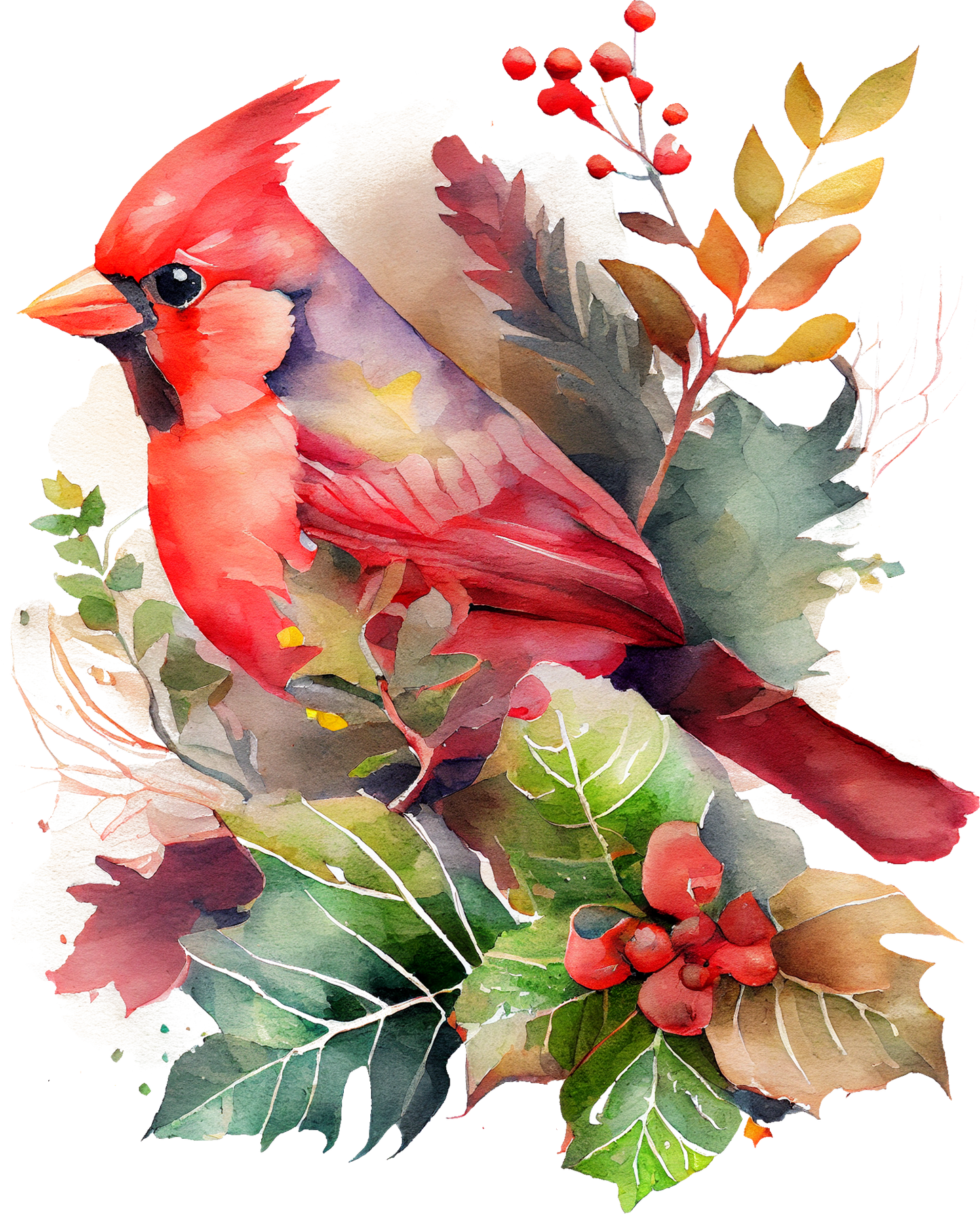 Watercolor Cardinals - White Cast Decals