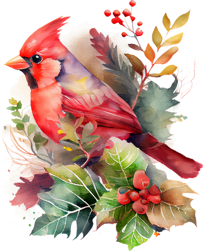 Watercolor Cardinals - White Cast Decals