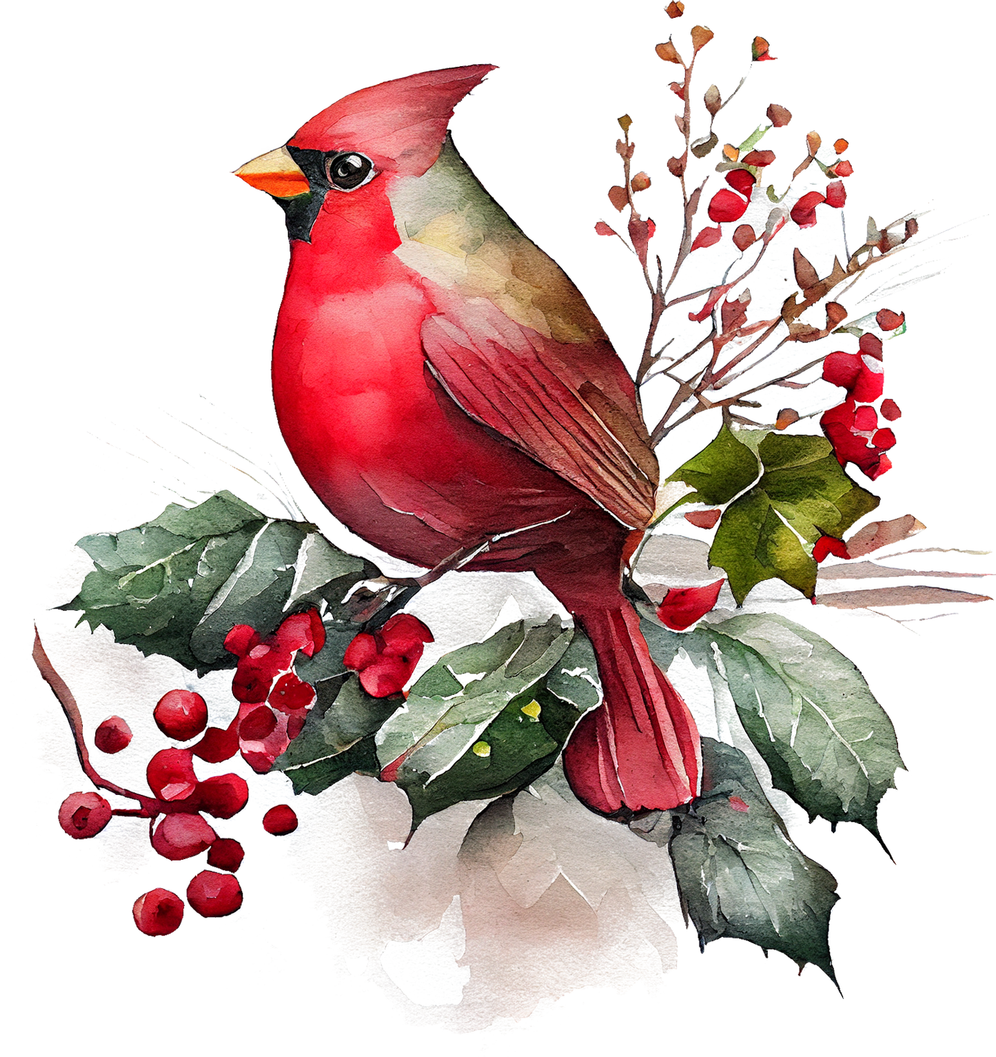 Watercolor Cardinals - White Cast Decals