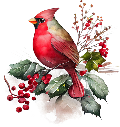 Watercolor Cardinals - White Cast Decals