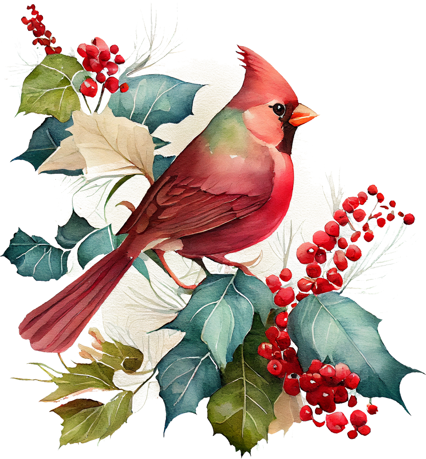 Watercolor Cardinals - White Cast Decals