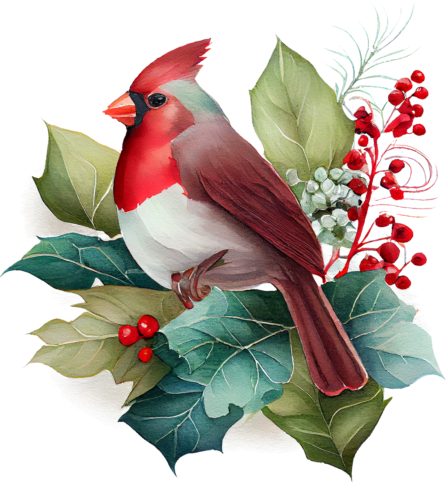 Watercolor Cardinals - White Cast Decals