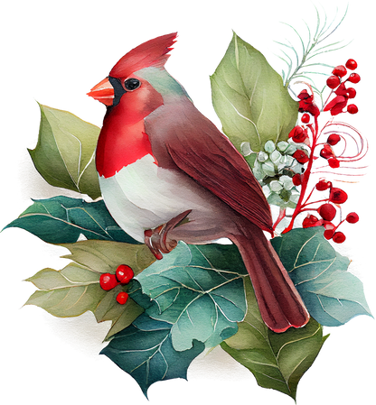 Watercolor Cardinals - White Cast Decals