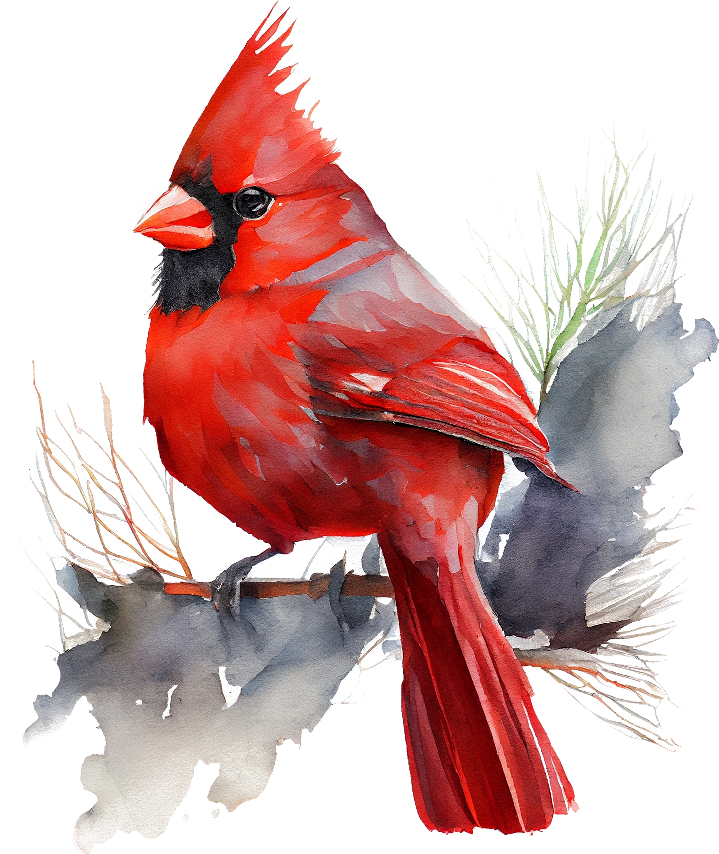 Watercolor Cardinals - White Cast Decals