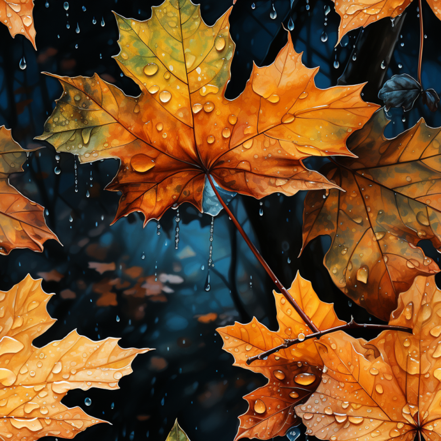 RAINY FALL LEAVES PATTERN VINYL - MULTIPLE VARIATIONS