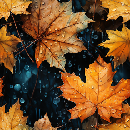 RAINY FALL LEAVES PATTERN VINYL - MULTIPLE VARIATIONS