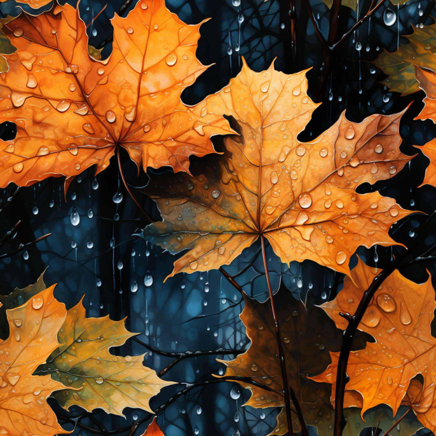 RAINY FALL LEAVES PATTERN VINYL - MULTIPLE VARIATIONS