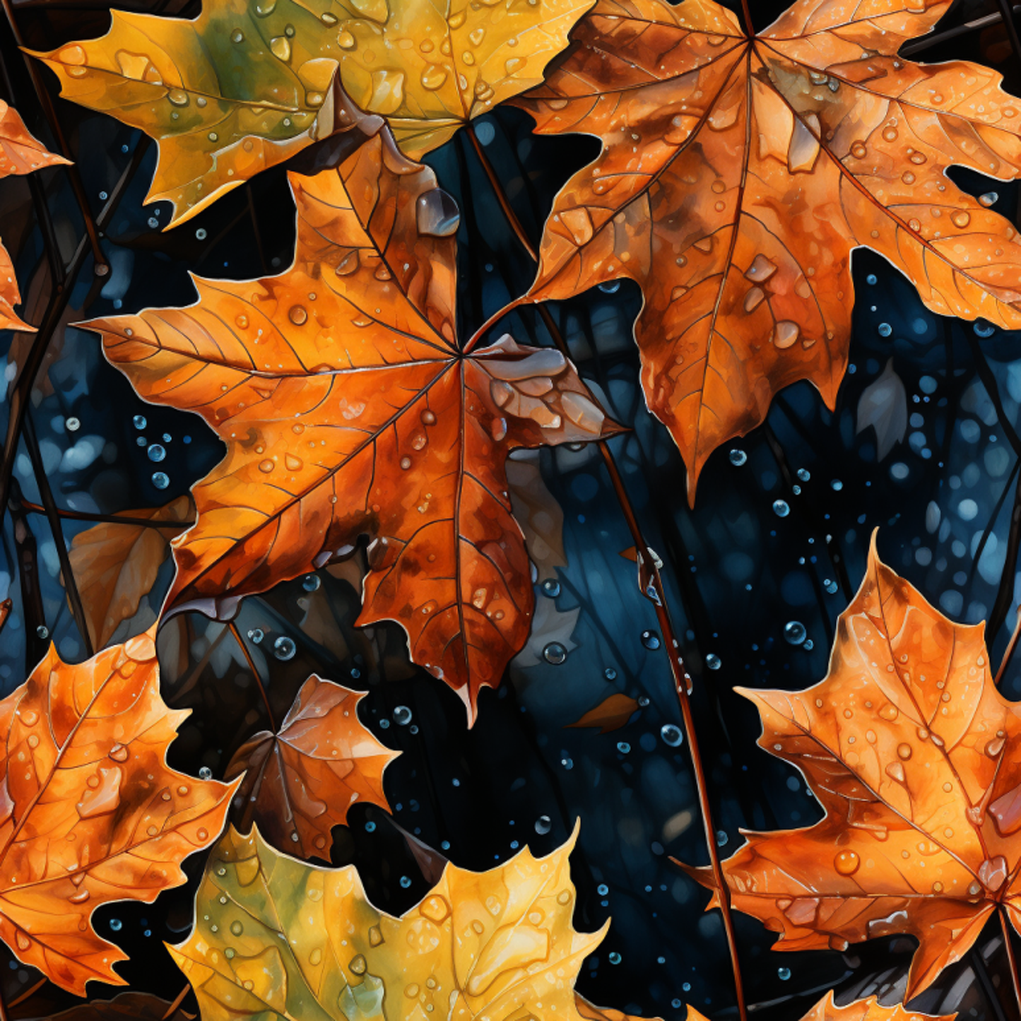 RAINY FALL LEAVES PATTERN VINYL - MULTIPLE VARIATIONS