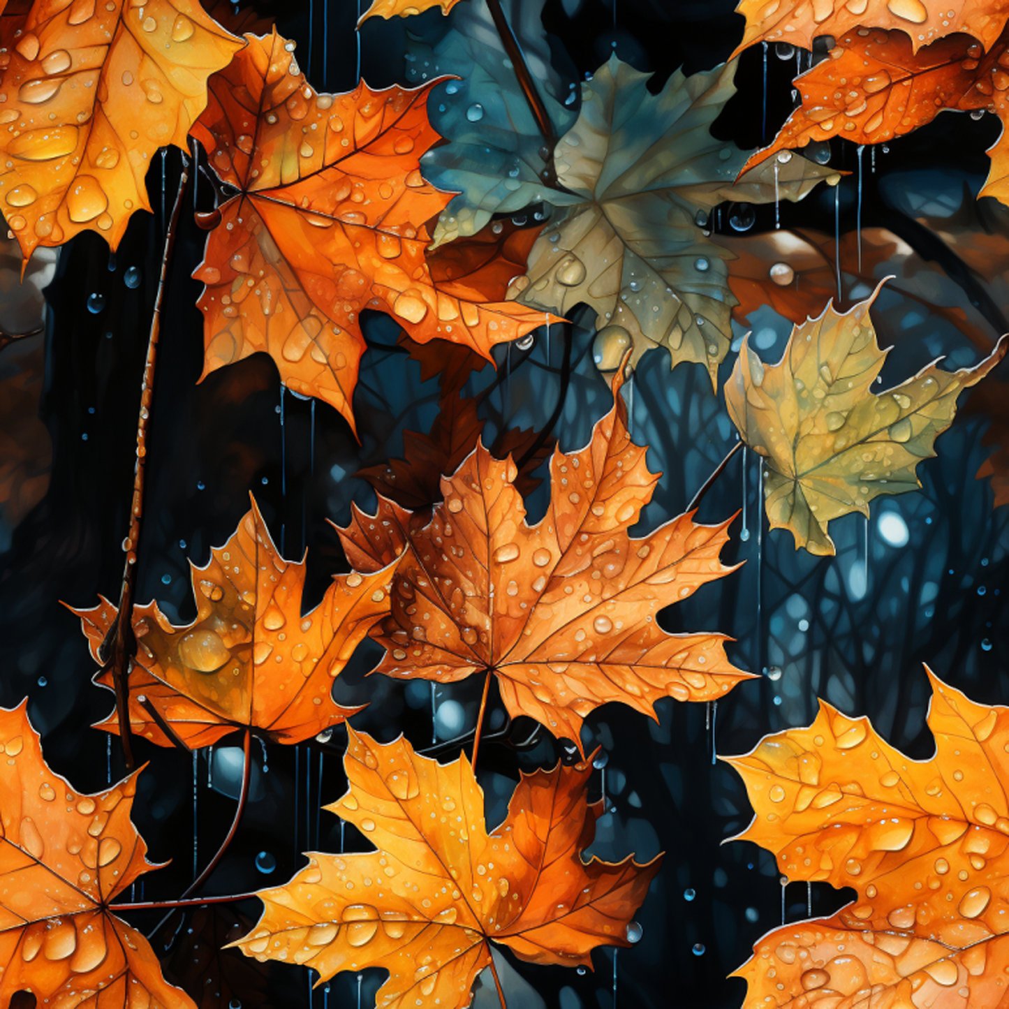 RAINY FALL LEAVES PATTERN VINYL - MULTIPLE VARIATIONS