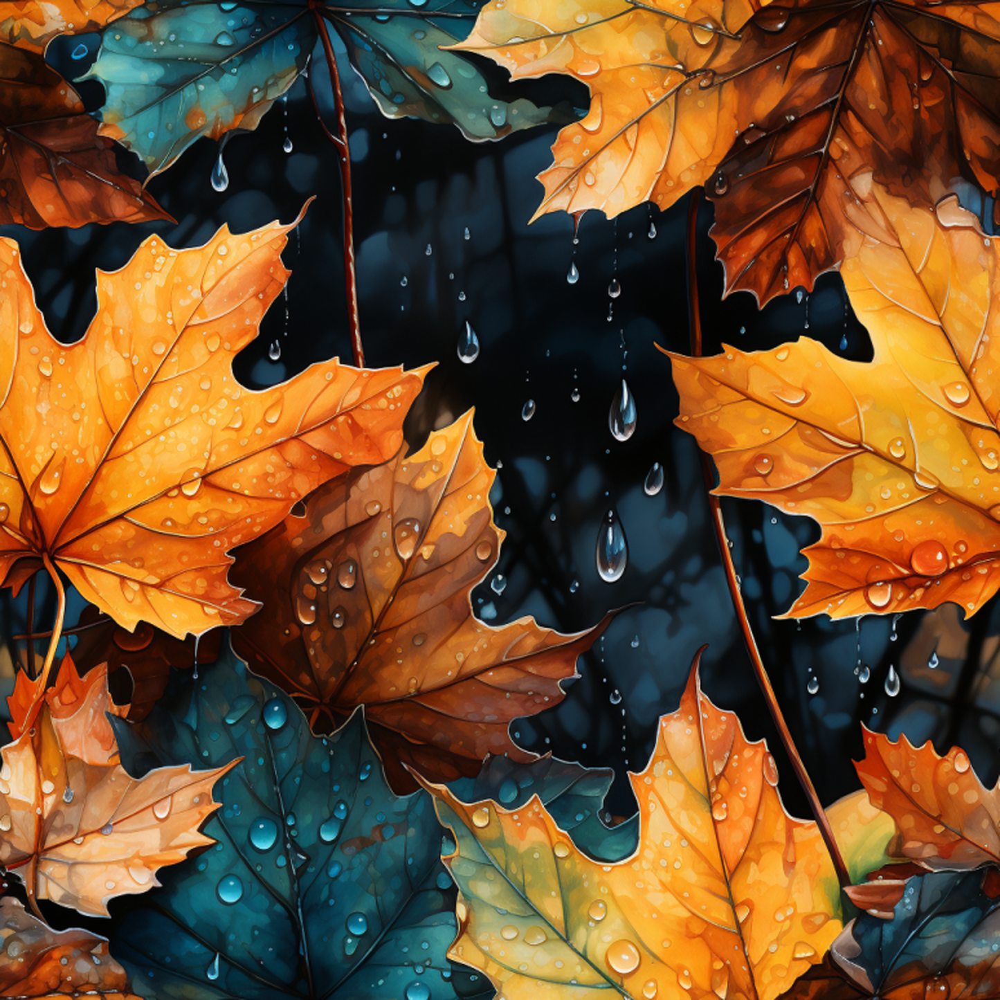 RAINY FALL LEAVES PATTERN VINYL - MULTIPLE VARIATIONS