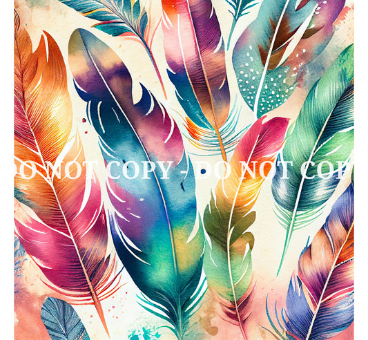 WATERCOLOR FEATHERS PATTERN VINYL - MULTIPLE VARIATIONS