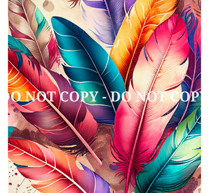 WATERCOLOR FEATHERS PATTERN VINYL - MULTIPLE VARIATIONS