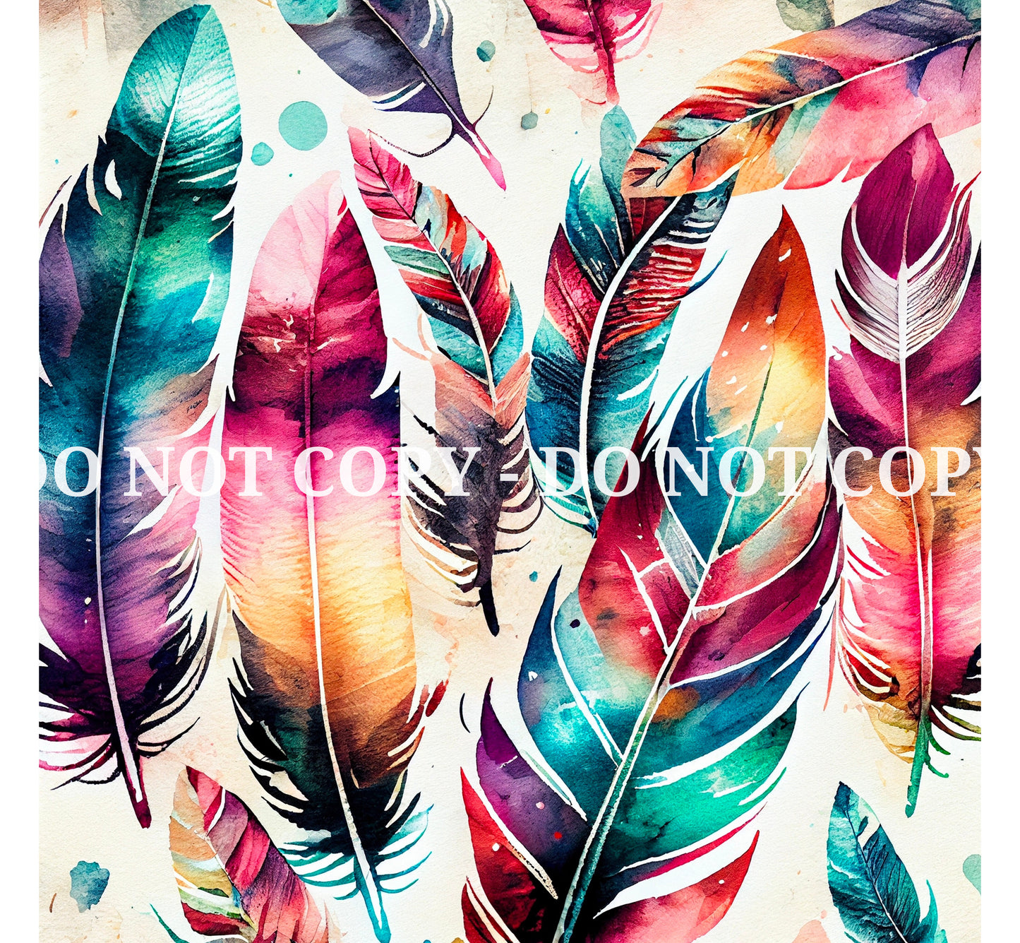 WATERCOLOR FEATHERS PATTERN VINYL - MULTIPLE VARIATIONS