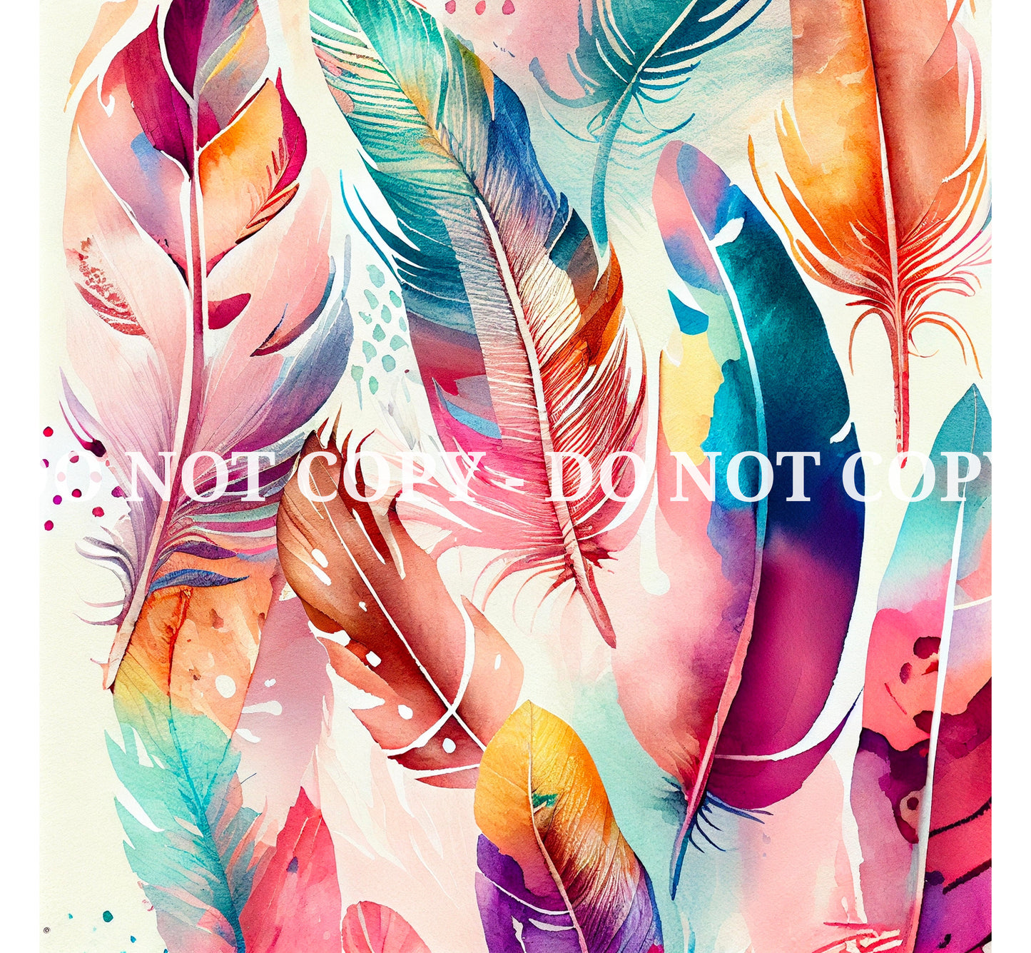 WATERCOLOR FEATHERS PATTERN VINYL - MULTIPLE VARIATIONS