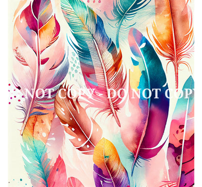 WATERCOLOR FEATHERS PATTERN VINYL - MULTIPLE VARIATIONS