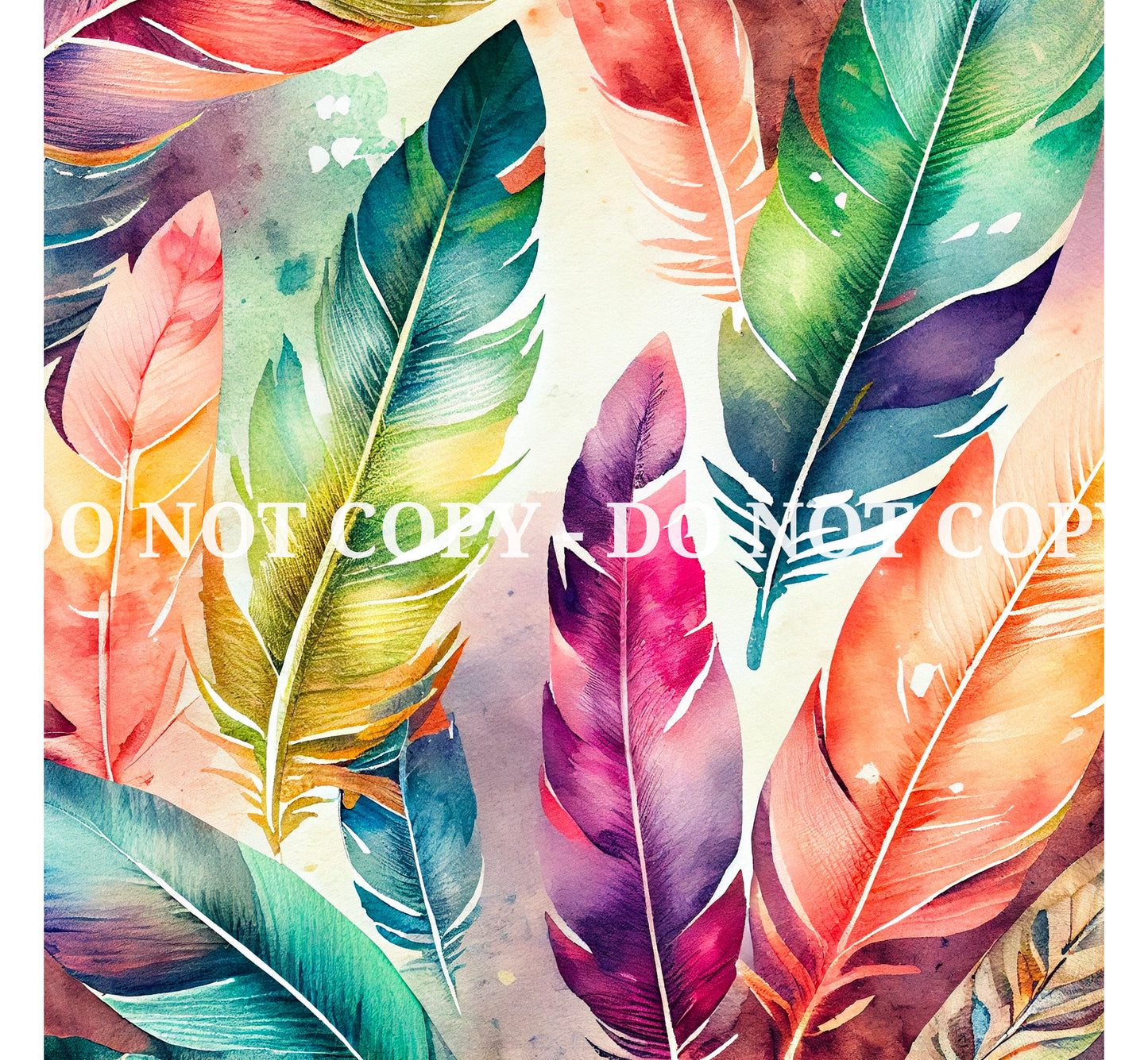 WATERCOLOR FEATHERS PATTERN VINYL - MULTIPLE VARIATIONS