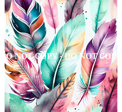 WATERCOLOR FEATHERS PATTERN VINYL - MULTIPLE VARIATIONS