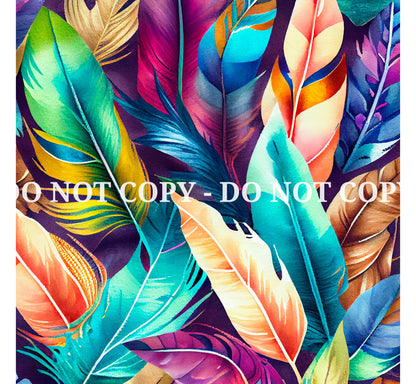 WATERCOLOR FEATHERS PATTERN VINYL - MULTIPLE VARIATIONS