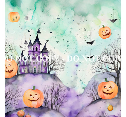 WATERCOLOR HALLOWEEN PATTERN VINYL - MULTIPLE VARIATIONS