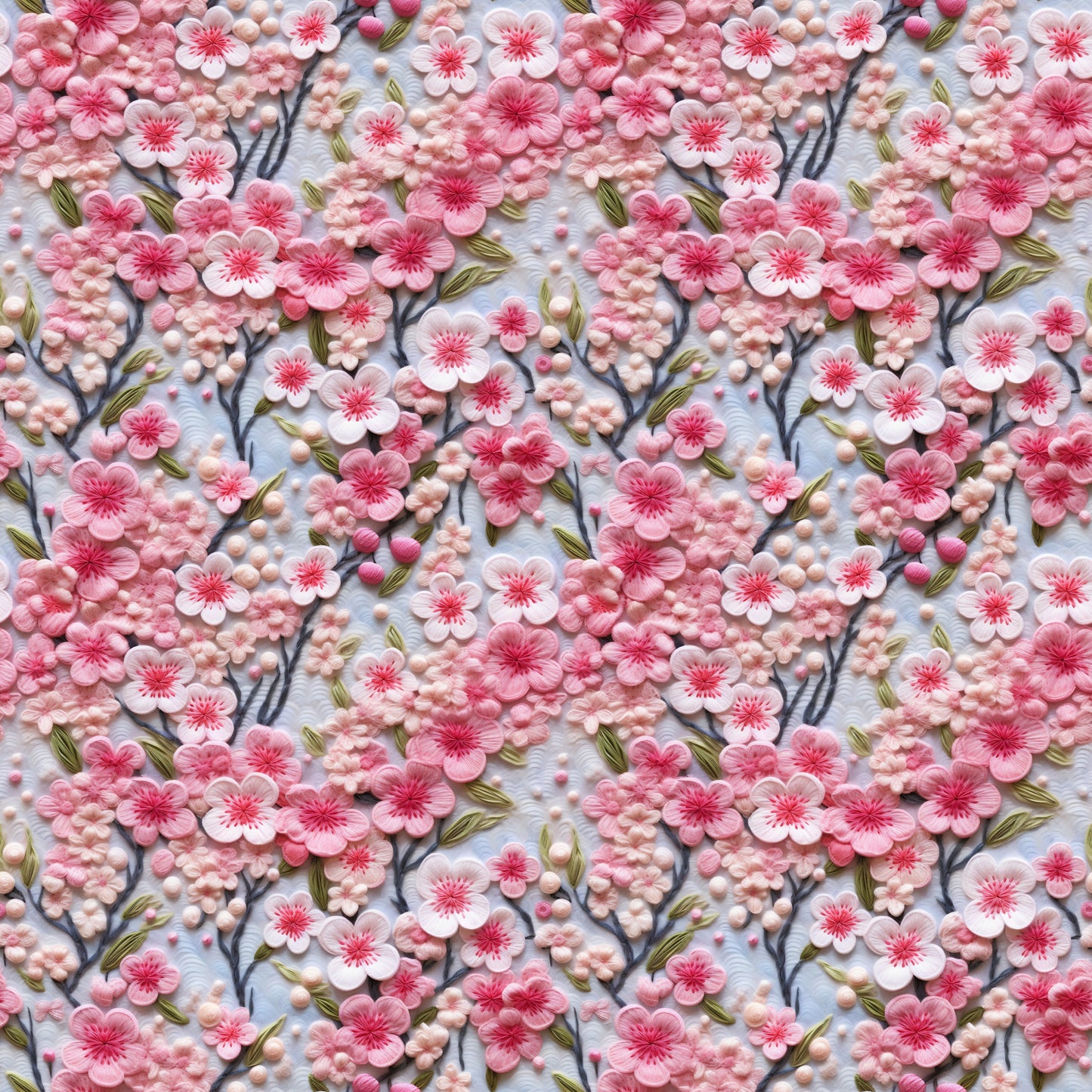 CHERRY BLOSSOM EMBROIDERED PATTERN VINYL - MULTIPLE VARIATIONS