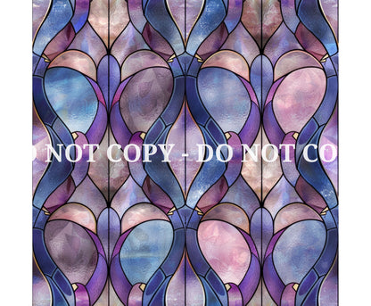 STAINED GLASS TEAL AND PURPLE PATTERN VINYL - MULTIPLE VARIATIONS