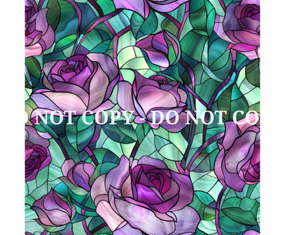 STAINED GLASS TEAL AND PURPLE PATTERN VINYL - MULTIPLE VARIATIONS