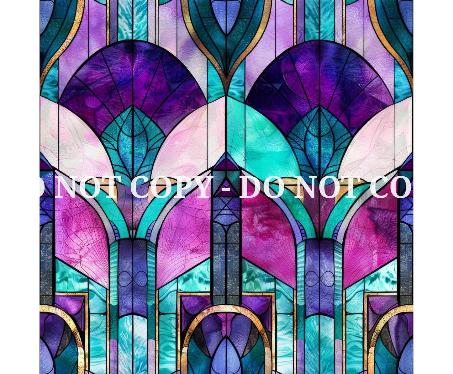 STAINED GLASS TEAL AND PURPLE PATTERN VINYL - MULTIPLE VARIATIONS