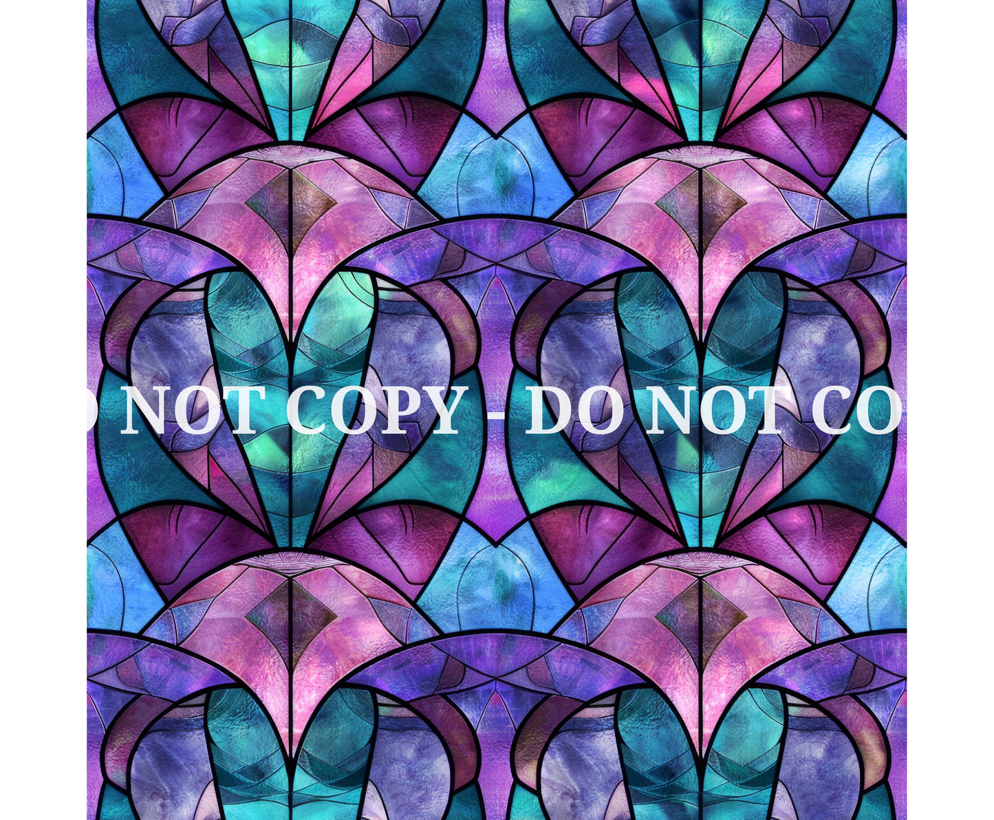 STAINED GLASS TEAL AND PURPLE PATTERN VINYL - MULTIPLE VARIATIONS