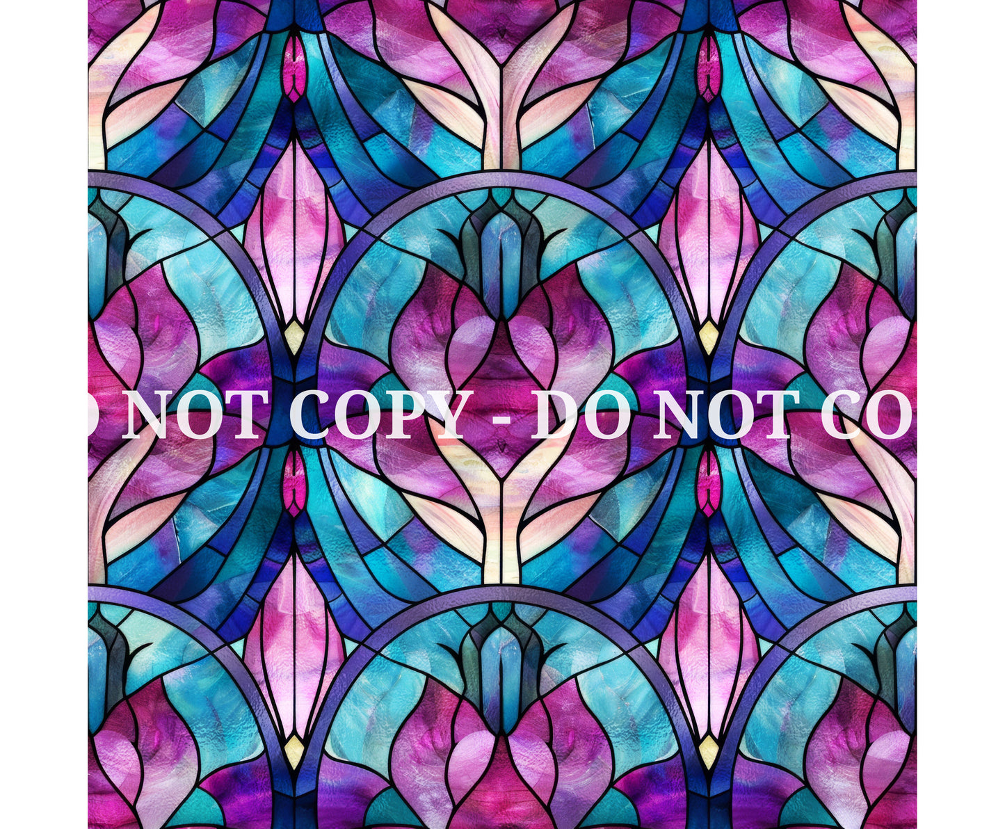 STAINED GLASS TEAL AND PURPLE PATTERN VINYL - MULTIPLE VARIATIONS