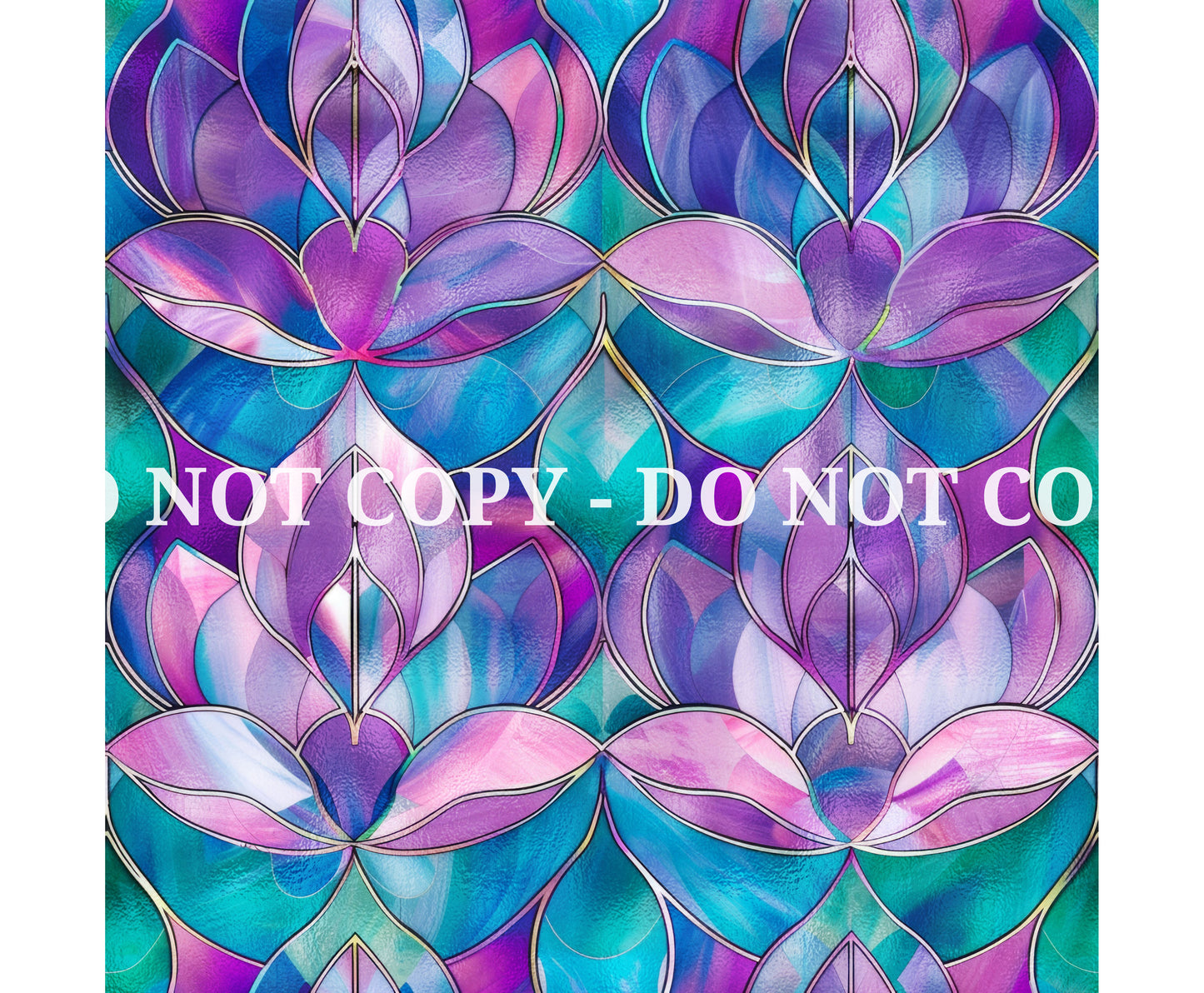 STAINED GLASS TEAL AND PURPLE PATTERN VINYL - MULTIPLE VARIATIONS