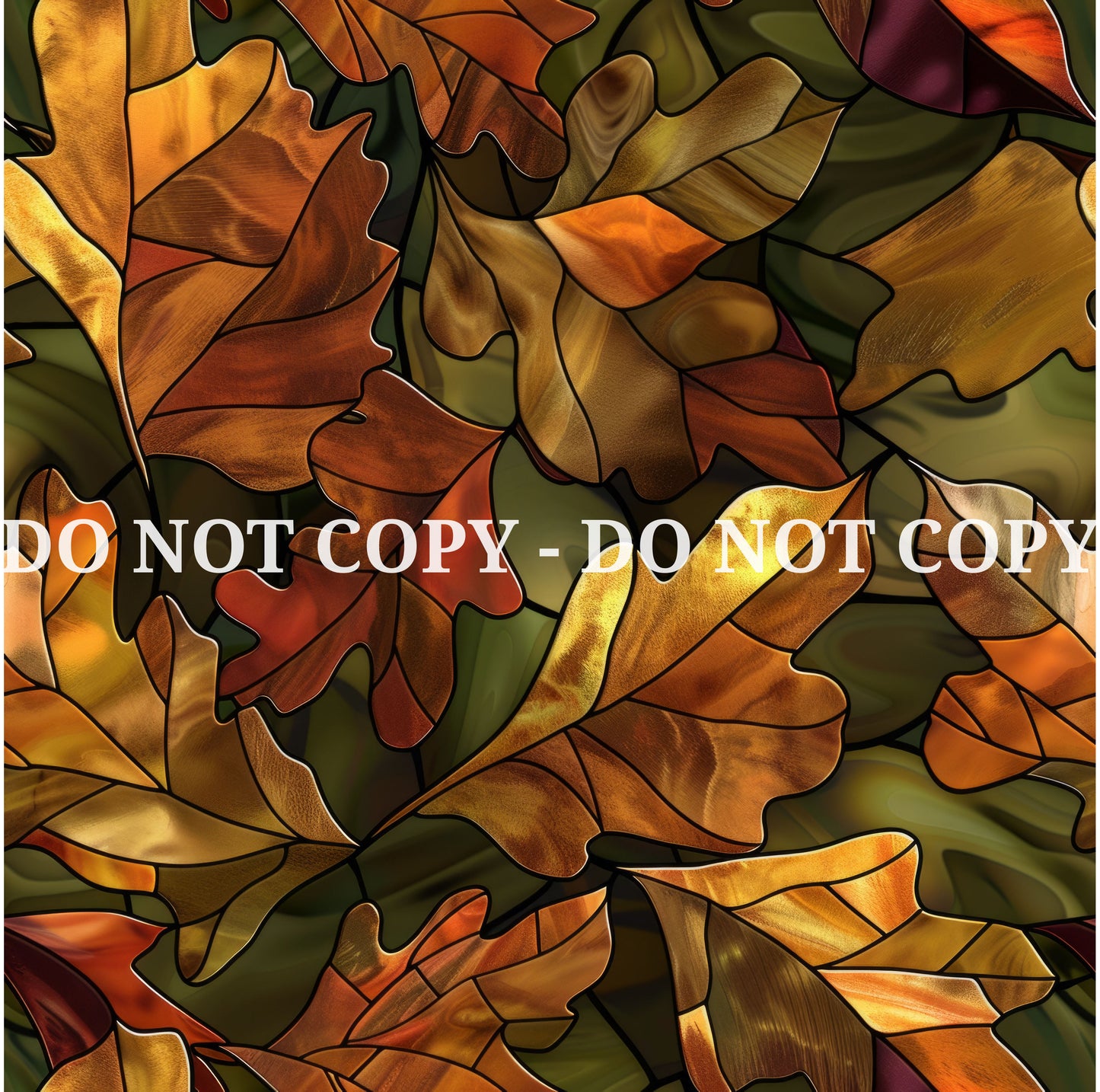 STAINED GLASS FALL LEAVES PATTERN VINYL - MULTIPLE VARIATIONS