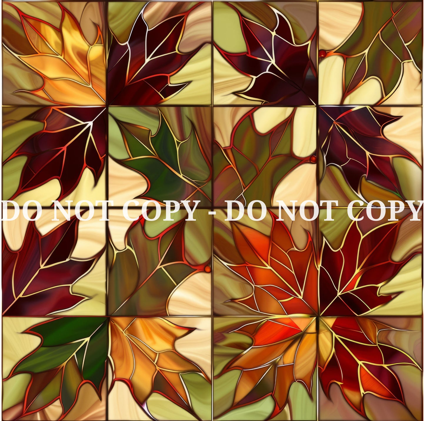 STAINED GLASS FALL LEAVES PATTERN VINYL - MULTIPLE VARIATIONS