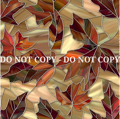 STAINED GLASS FALL LEAVES PATTERN VINYL - MULTIPLE VARIATIONS