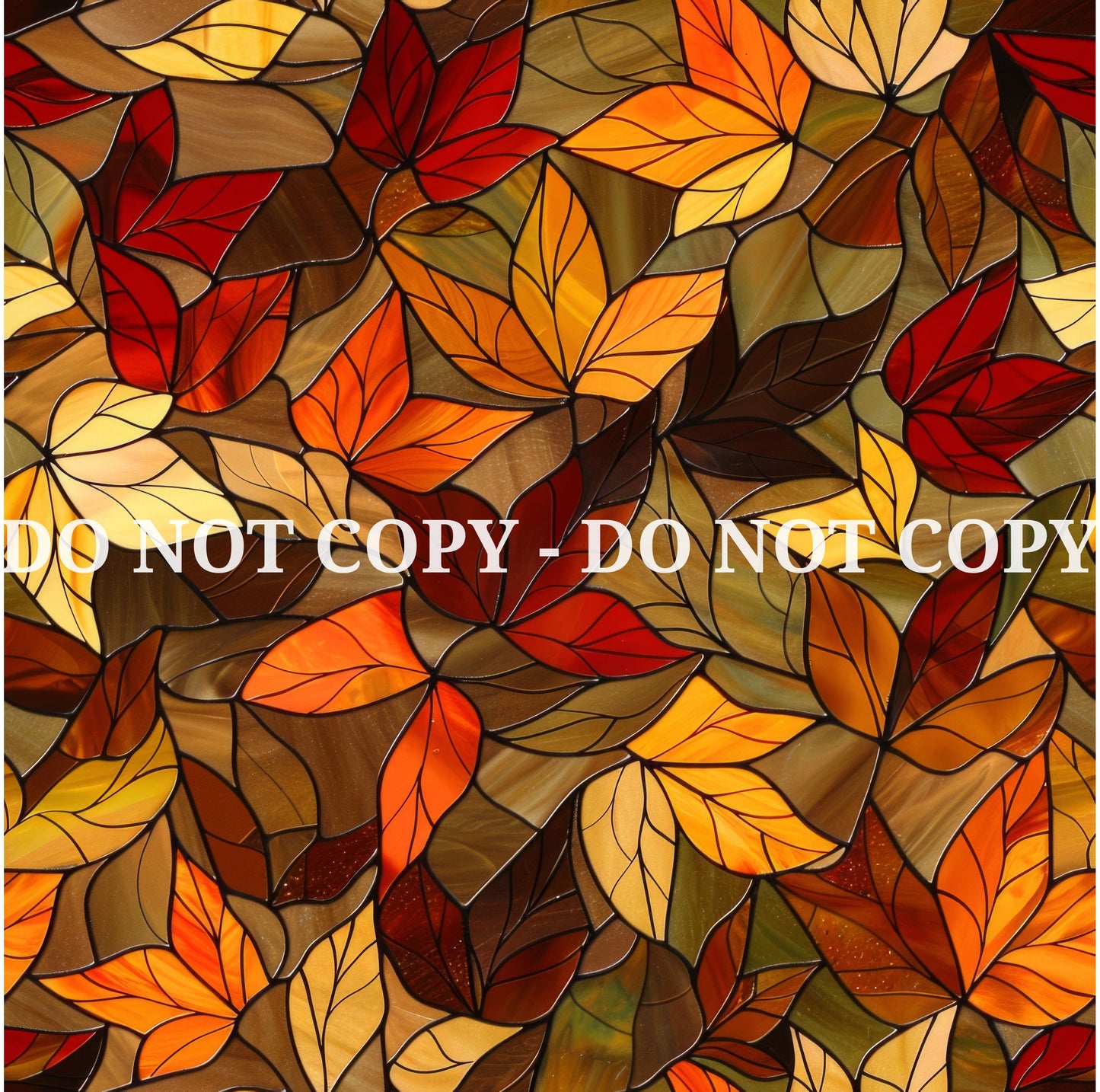 STAINED GLASS FALL LEAVES PATTERN VINYL - MULTIPLE VARIATIONS